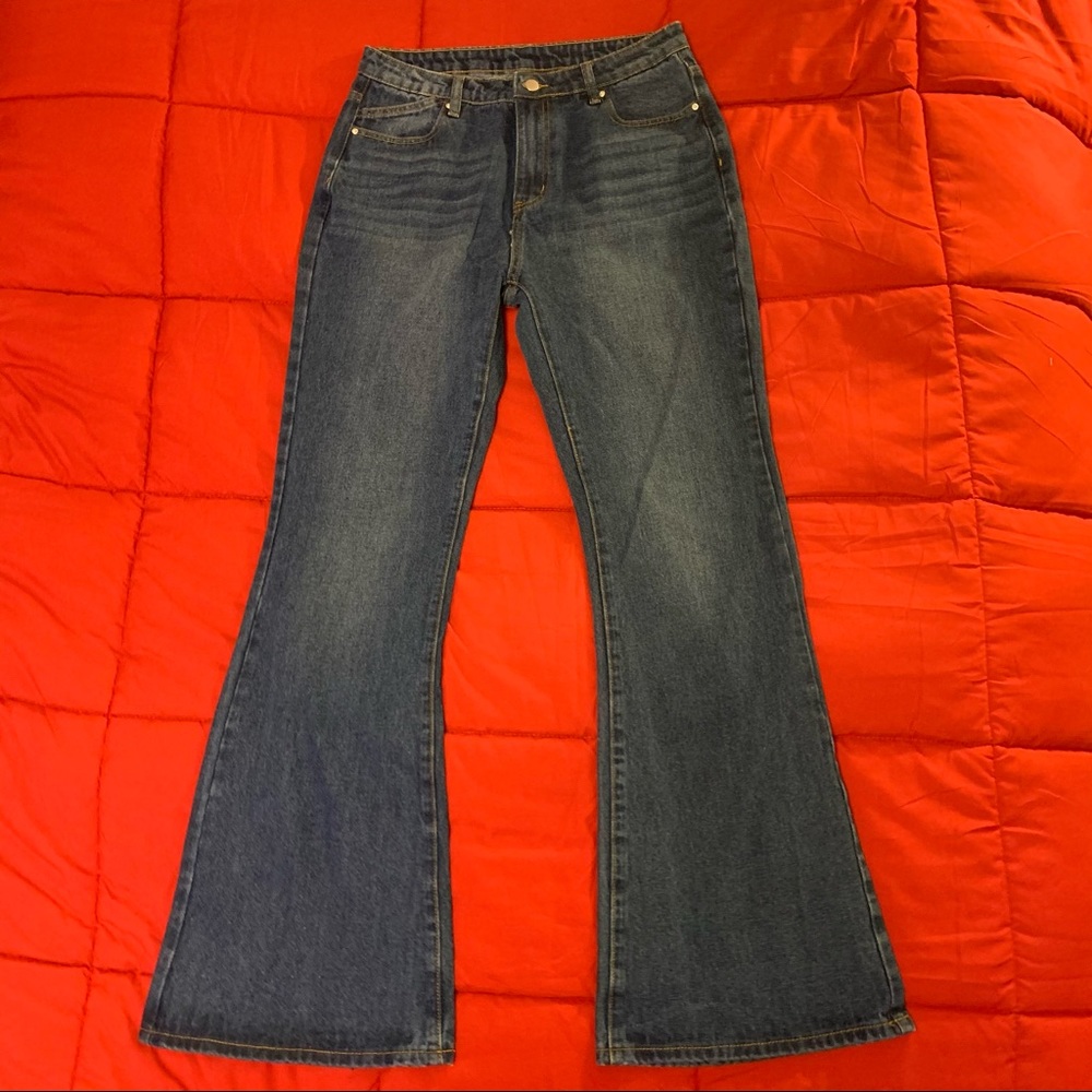 SHEIN dark wash flare jeans
